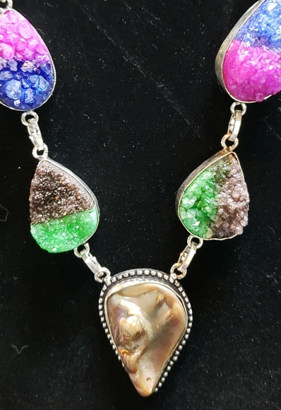 Handmade Jewelry - Gorgeous Druzy Multicolor Necklace